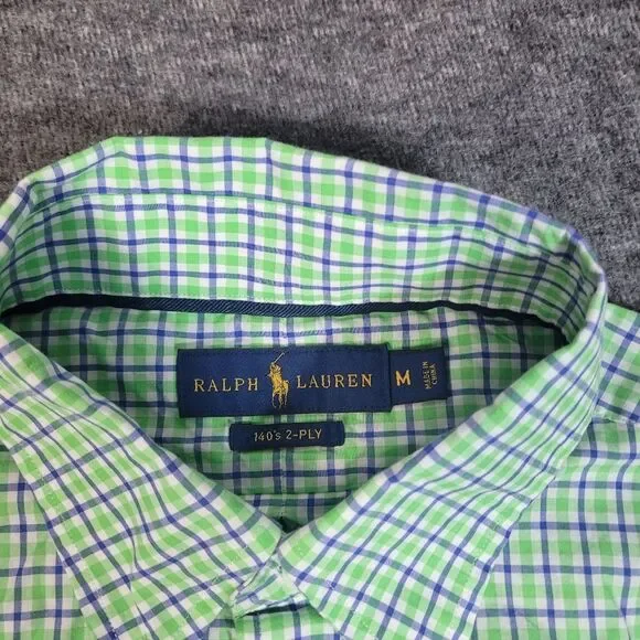 Polo Ralph Lauren Mens Shirt Size M Green Plaid Button Down Long Sleeve Ponyless - Picture 3 of 10